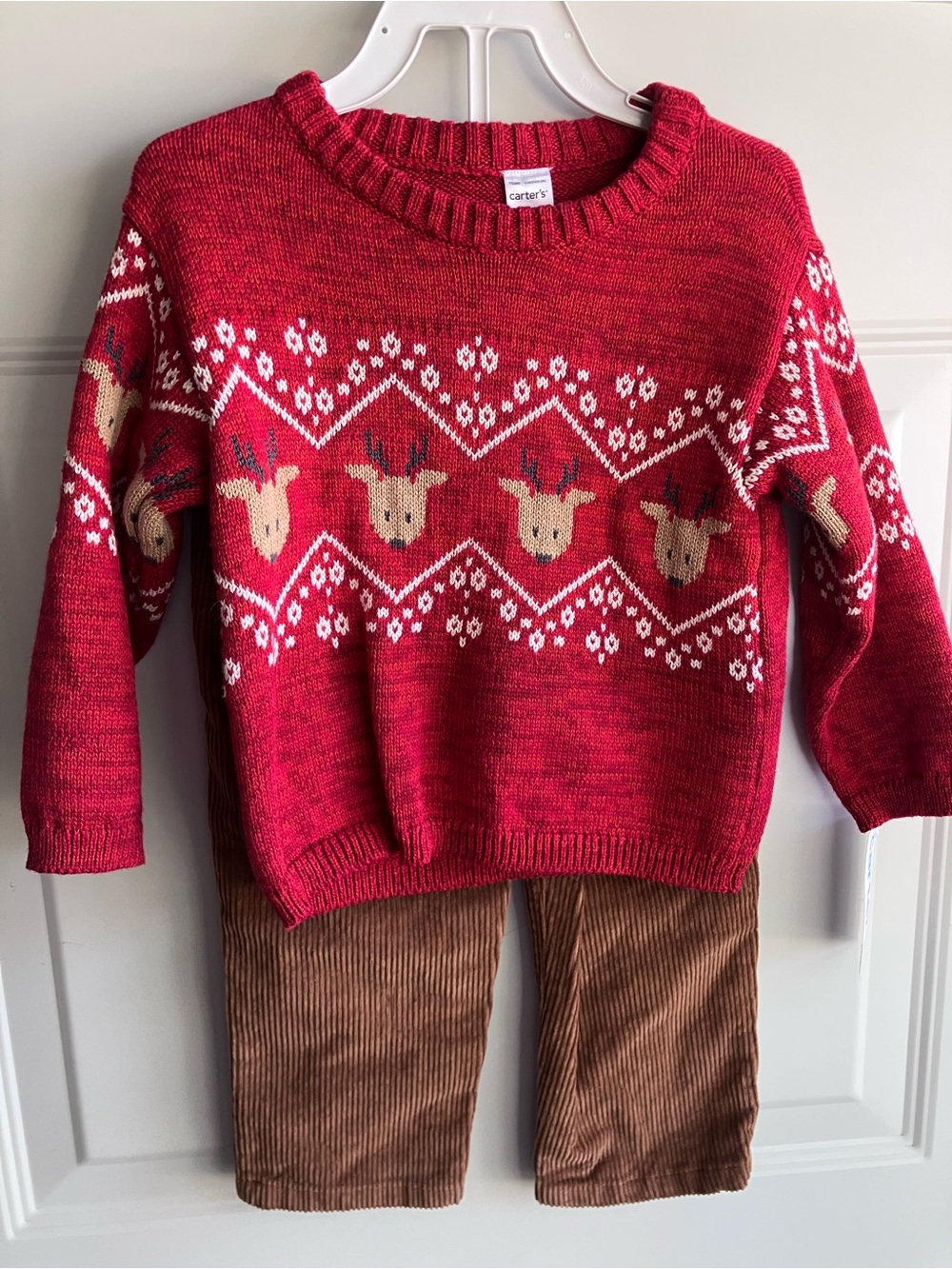 Red brown corduroy Christmas set 24 months NWT